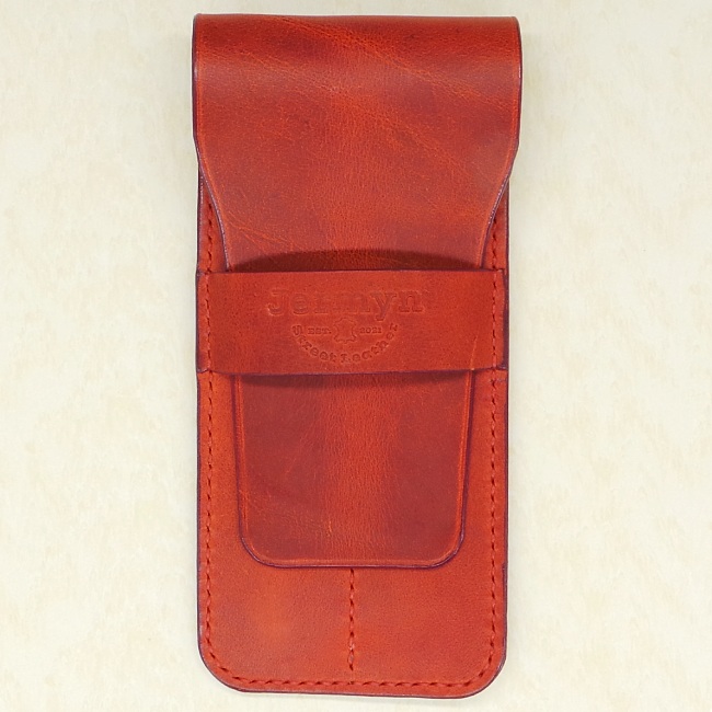 Jermyn Street Leather double pen case - red