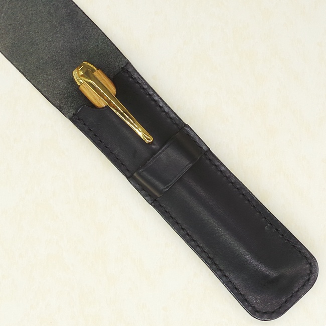 Jermyn Street Leather single pen case - black