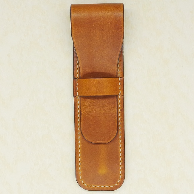 Jermyn Street Leather single pen case - burnt tan