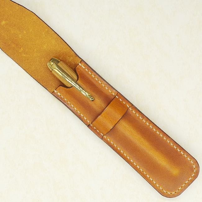 Jermyn Street Leather single pen case - burnt tan
