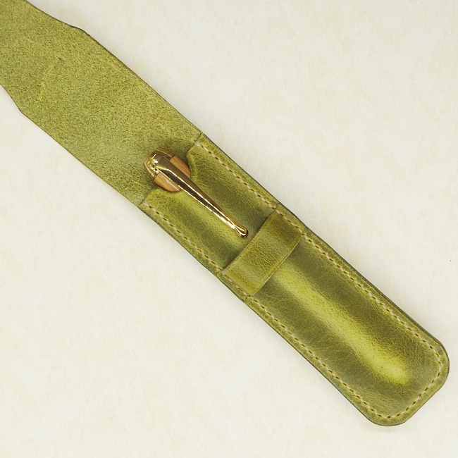 Jermyn Street Leather single pen case - leaf