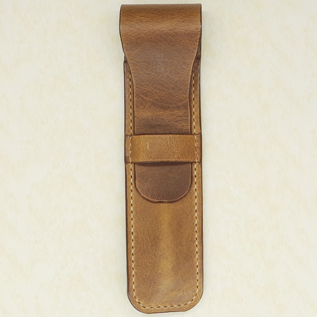 Jermyn Street Leather single pen case - taupe
