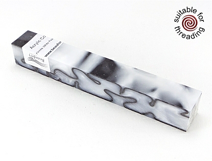 Kirinite White Pearl Black Swirl pen blank 130mm - reduced to clear