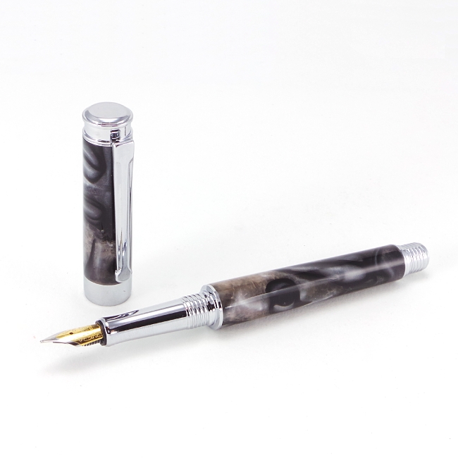 Leveche fountain pen kit with chrome fittings, standard nib package