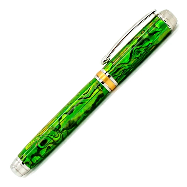 Lime Green Blankwerks paua abalone pen blank - Mistral/Leveche FP/RB