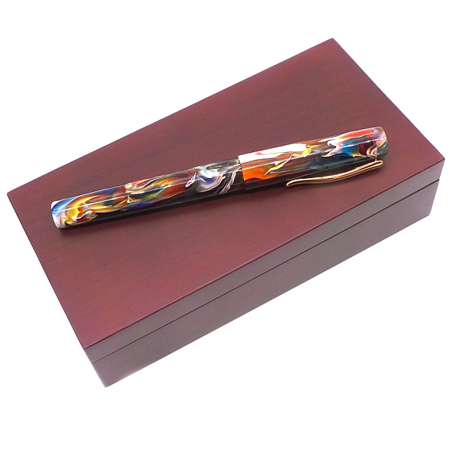 Premium quality lacquered pen box- rosewood effectsatin