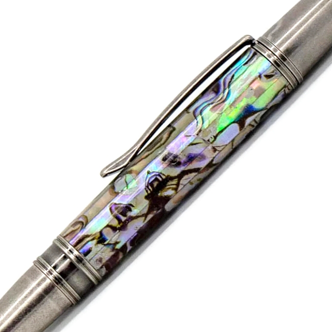 Silver Blankwerks paua abalone pen blank - Sirocco/Zephyr/Sierra Series