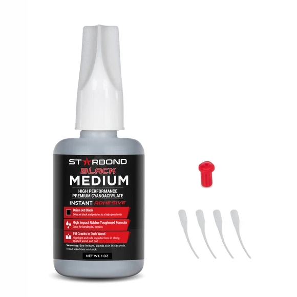 Starbond BLACK Medium CA superglue - 1oz