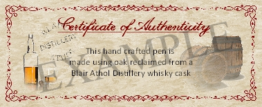 Whisky cask pen blank - Blair Athol Distillery