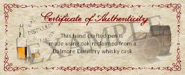 Whisky cask pen blank - Dalmore distillery